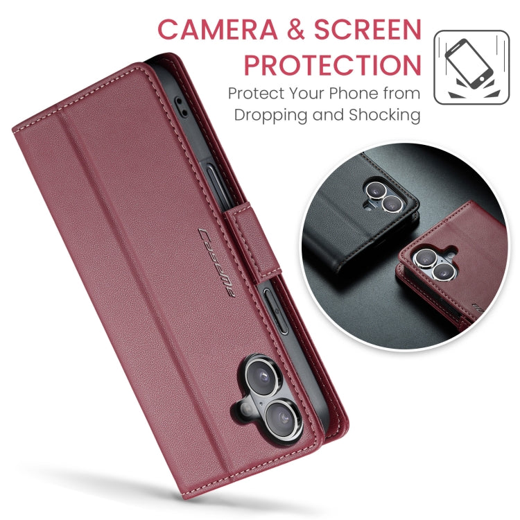 For iPhone 16 Plus CaseMe 023 Butterfly Buckle Litchi Texture RFID Anti-theft Leather Phone Case