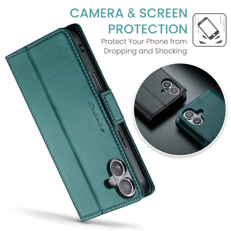 For iPhone 16 Plus CaseMe 023 Butterfly Buckle Litchi Texture RFID Anti-theft Leather Phone Case