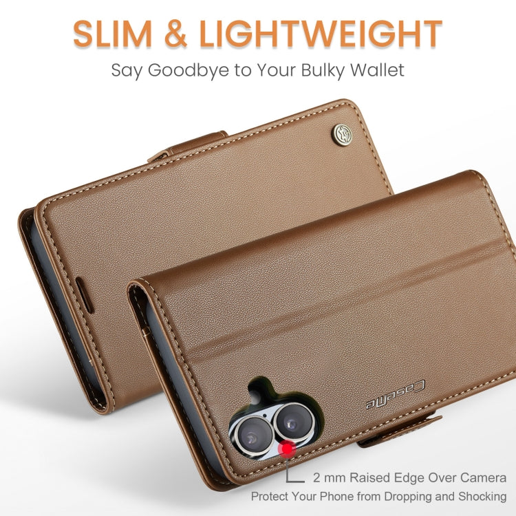 For iPhone 16 Plus CaseMe 023 Butterfly Buckle Litchi Texture RFID Anti-theft Leather Phone Case