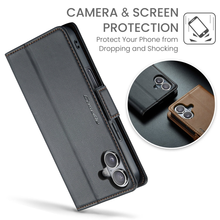 For iPhone 16 Plus CaseMe 023 Butterfly Buckle Litchi Texture RFID Anti-theft Leather Phone Case