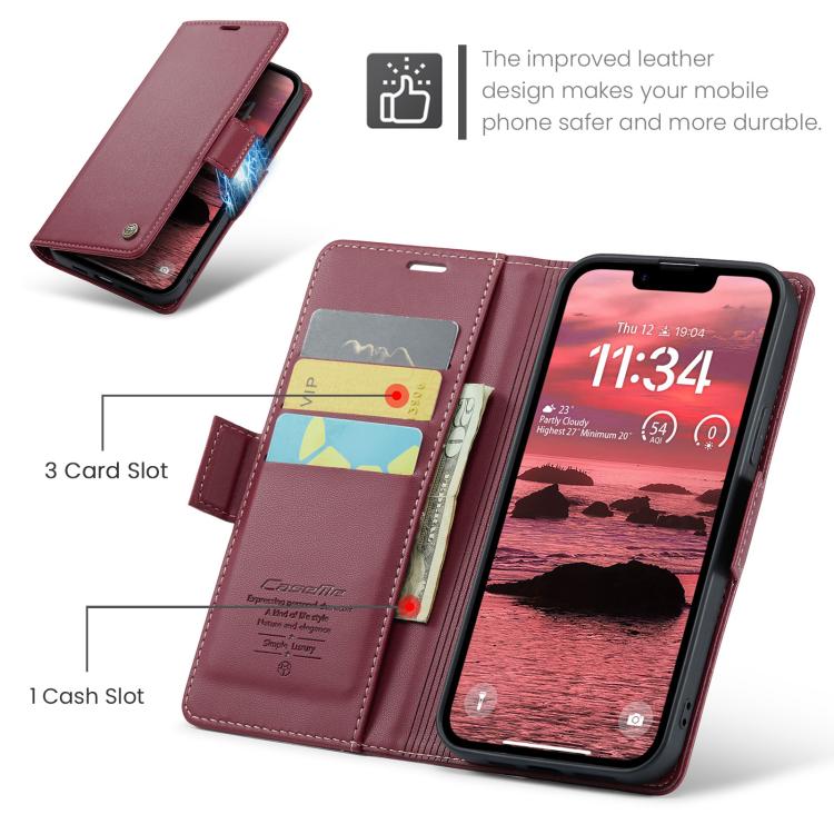 For iPhone 17e / 16e CaseMe 023 Butterfly Buckle Litchi Texture RFID Anti-theft Leather Phone Case