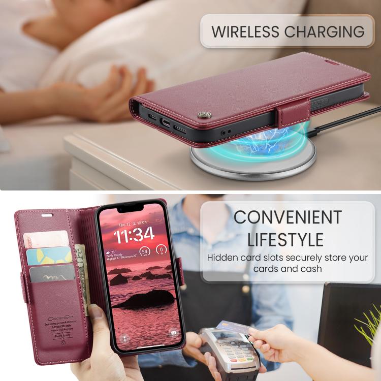 For iPhone 17e / 16e CaseMe 023 Butterfly Buckle Litchi Texture RFID Anti-theft Leather Phone Case