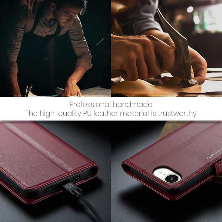 For iPhone 17e / 16e CaseMe 023 Butterfly Buckle Litchi Texture RFID Anti-theft Leather Phone Case