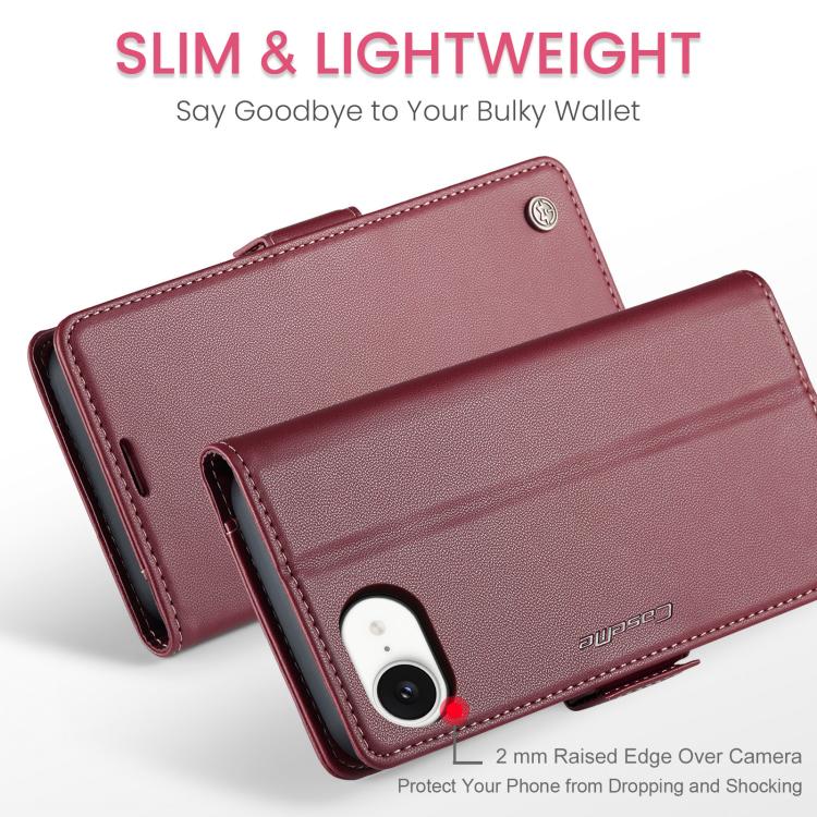 For iPhone 17e / 16e CaseMe 023 Butterfly Buckle Litchi Texture RFID Anti-theft Leather Phone Case
