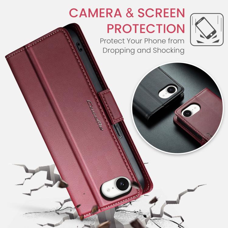 For iPhone 17e / 16e CaseMe 023 Butterfly Buckle Litchi Texture RFID Anti-theft Leather Phone Case