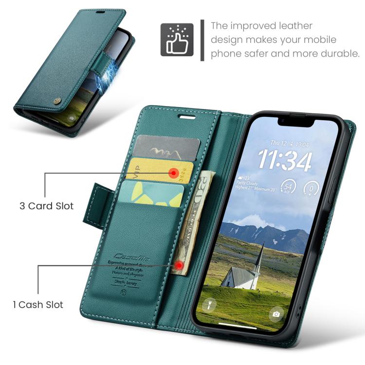 For iPhone 17e / 16e CaseMe 023 Butterfly Buckle Litchi Texture RFID Anti-theft Leather Phone Case