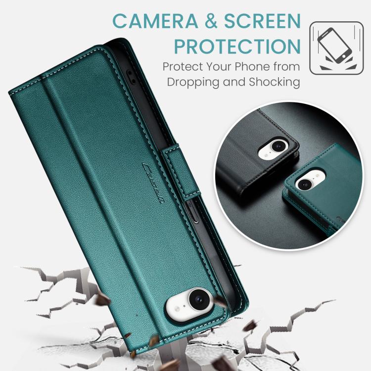 For iPhone 17e / 16e CaseMe 023 Butterfly Buckle Litchi Texture RFID Anti-theft Leather Phone Case