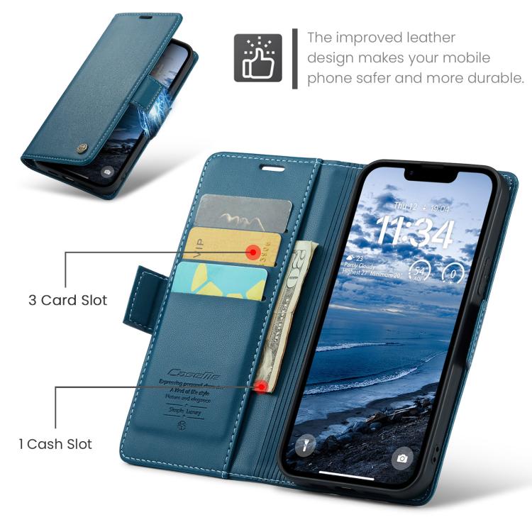 For iPhone 17e / 16e CaseMe 023 Butterfly Buckle Litchi Texture RFID Anti-theft Leather Phone Case