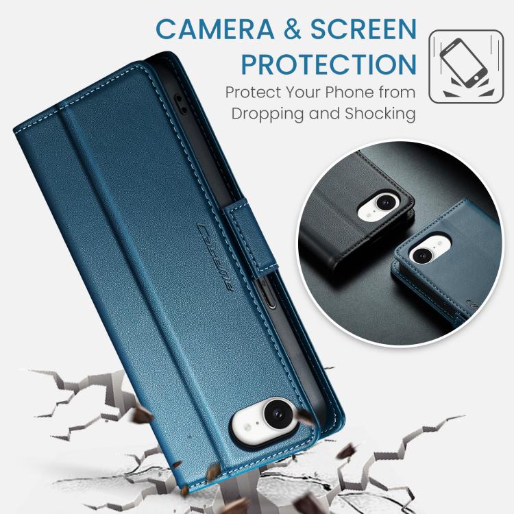 For iPhone 17e / 16e CaseMe 023 Butterfly Buckle Litchi Texture RFID Anti-theft Leather Phone Case