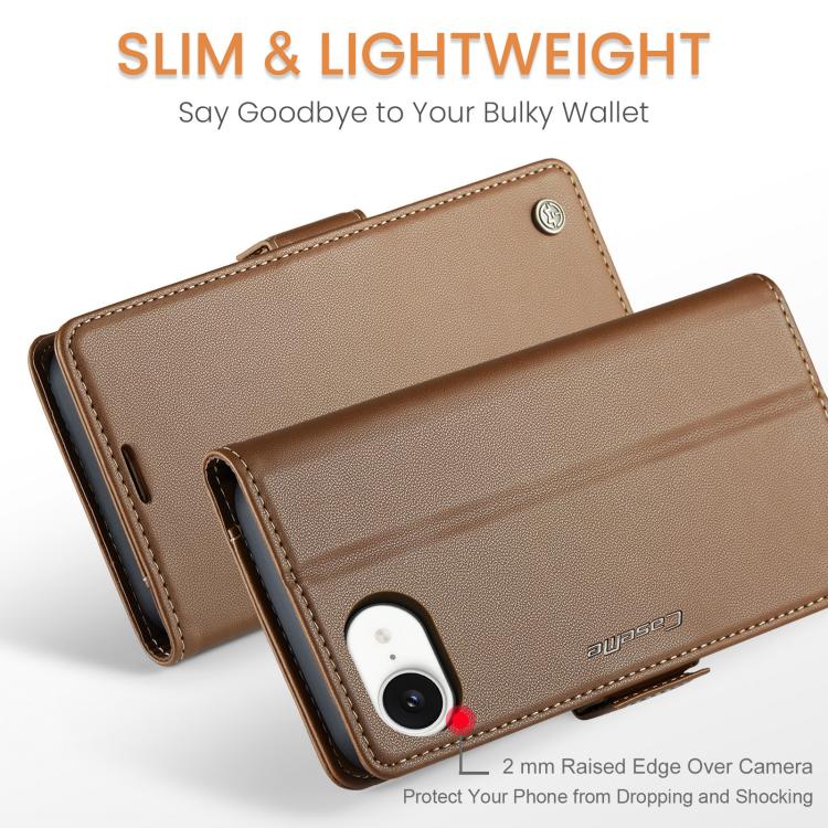 For iPhone 17e / 16e CaseMe 023 Butterfly Buckle Litchi Texture RFID Anti-theft Leather Phone Case