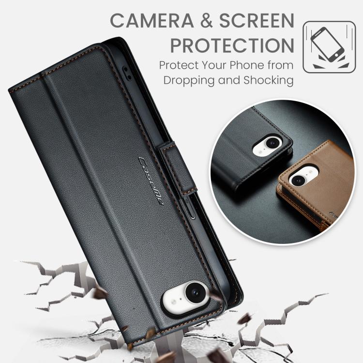 For iPhone 17e / 16e CaseMe 023 Butterfly Buckle Litchi Texture RFID Anti-theft Leather Phone Case