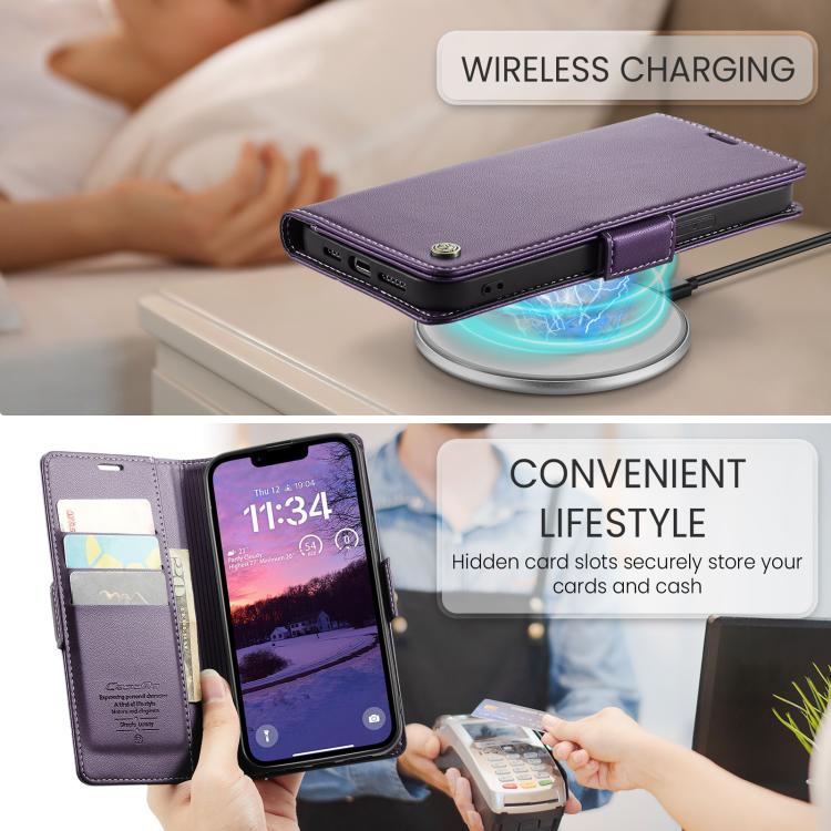 For iPhone 17e / 16e CaseMe 023 Butterfly Buckle Litchi Texture RFID Anti-theft Leather Phone Case