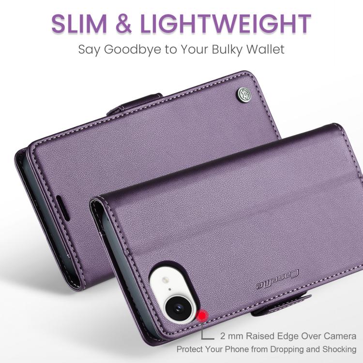 For iPhone 17e / 16e CaseMe 023 Butterfly Buckle Litchi Texture RFID Anti-theft Leather Phone Case