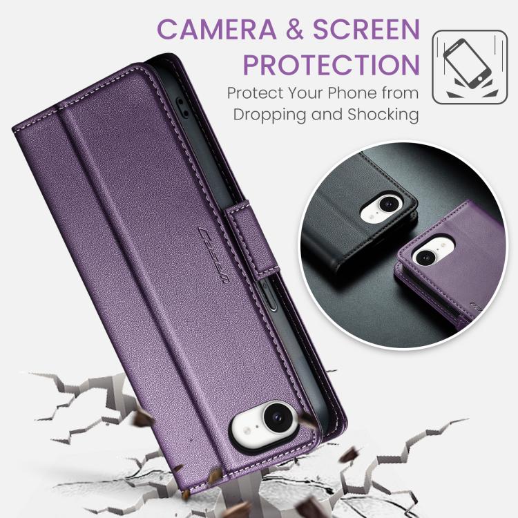 For iPhone 17e / 16e CaseMe 023 Butterfly Buckle Litchi Texture RFID Anti-theft Leather Phone Case