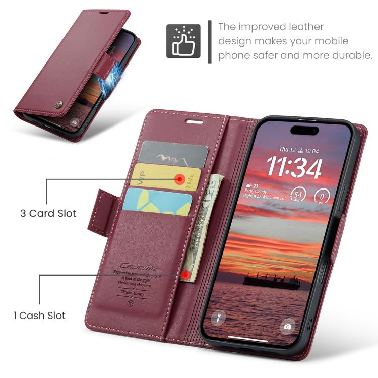 For iPhone 17 CaseMe 023 Butterfly Buckle Litchi Texture RFID Anti-theft Leather Phone Case