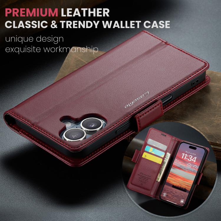 For iPhone 17 CaseMe 023 Butterfly Buckle Litchi Texture RFID Anti-theft Leather Phone Case