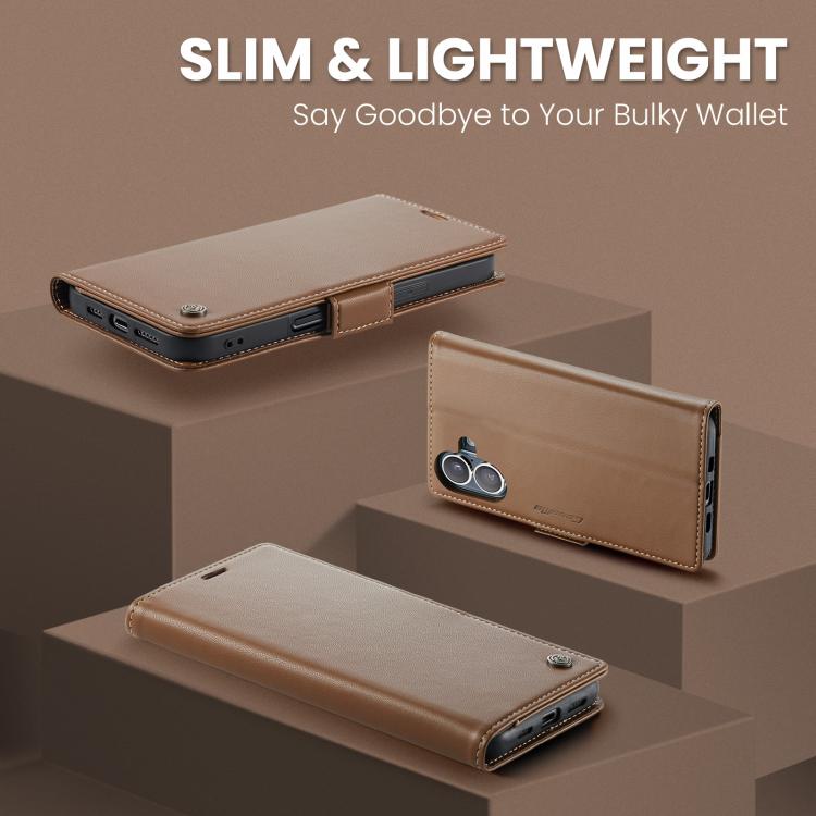 For iPhone 17 CaseMe 023 Butterfly Buckle Litchi Texture RFID Anti-theft Leather Phone Case