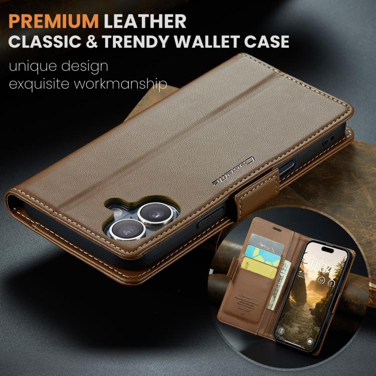 For iPhone 17 CaseMe 023 Butterfly Buckle Litchi Texture RFID Anti-theft Leather Phone Case