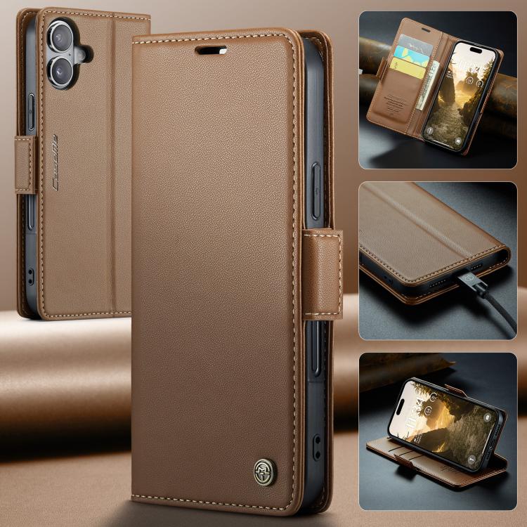 For iPhone 17 CaseMe 023 Butterfly Buckle Litchi Texture RFID Anti-theft Leather Phone Case