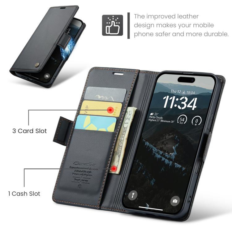 For iPhone 17 CaseMe 023 Butterfly Buckle Litchi Texture RFID Anti-theft Leather Phone Case