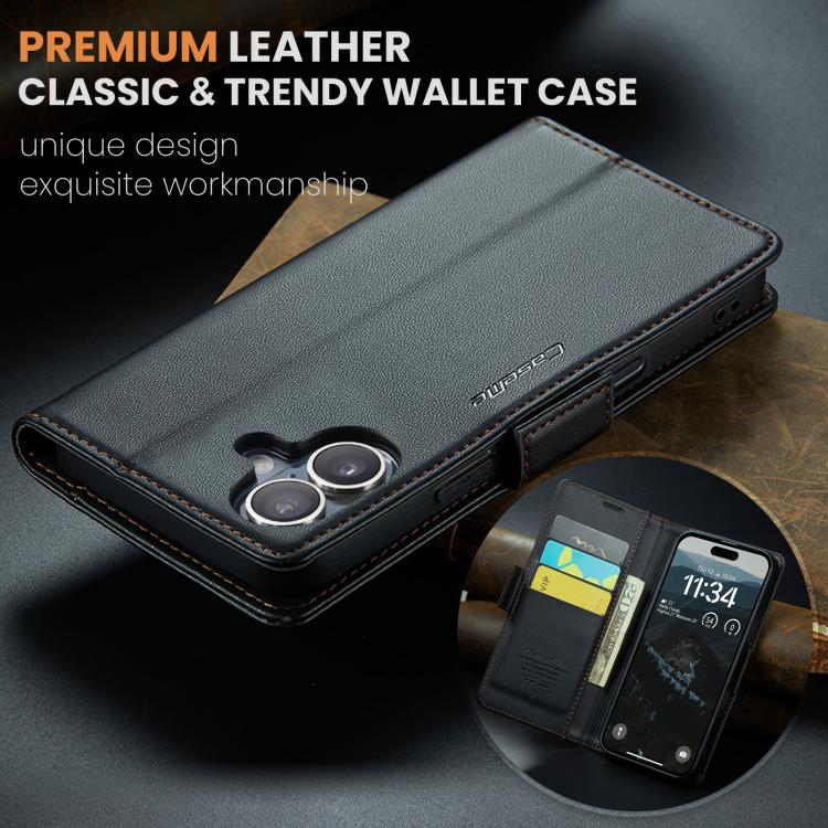 For iPhone 17 CaseMe 023 Butterfly Buckle Litchi Texture RFID Anti-theft Leather Phone Case