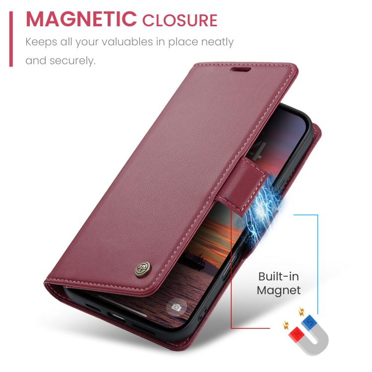 For iPhone 17 Pro CaseMe 023 Butterfly Buckle Litchi Texture RFID Anti-theft Leather Phone Case