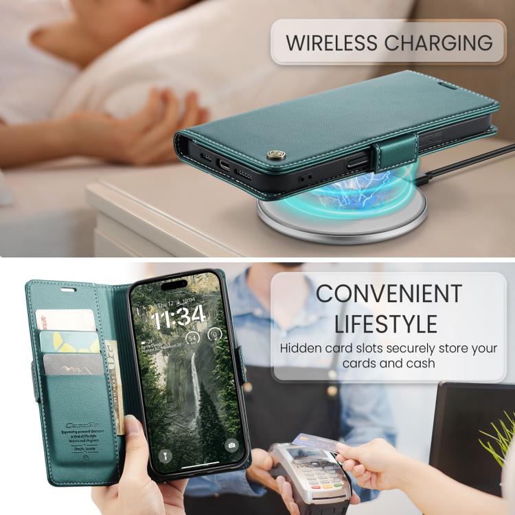 For iPhone 17 Pro CaseMe 023 Butterfly Buckle Litchi Texture RFID Anti-theft Leather Phone Case