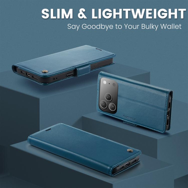 For iPhone 17 Pro CaseMe 023 Butterfly Buckle Litchi Texture RFID Anti-theft Leather Phone Case