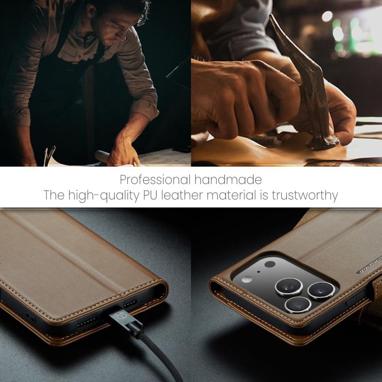 For iPhone 17 Pro CaseMe 023 Butterfly Buckle Litchi Texture RFID Anti-theft Leather Phone Case