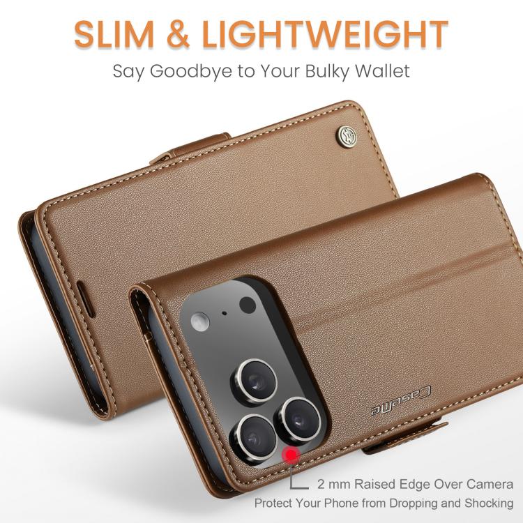 For iPhone 17 Pro CaseMe 023 Butterfly Buckle Litchi Texture RFID Anti-theft Leather Phone Case