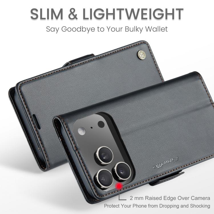For iPhone 17 Pro CaseMe 023 Butterfly Buckle Litchi Texture RFID Anti-theft Leather Phone Case