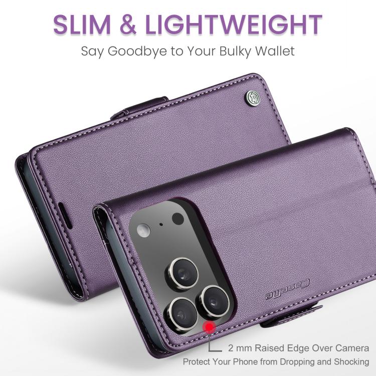 For iPhone 17 Pro CaseMe 023 Butterfly Buckle Litchi Texture RFID Anti-theft Leather Phone Case