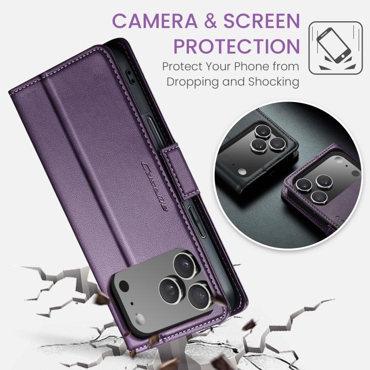 For iPhone 17 Pro CaseMe 023 Butterfly Buckle Litchi Texture RFID Anti-theft Leather Phone Case