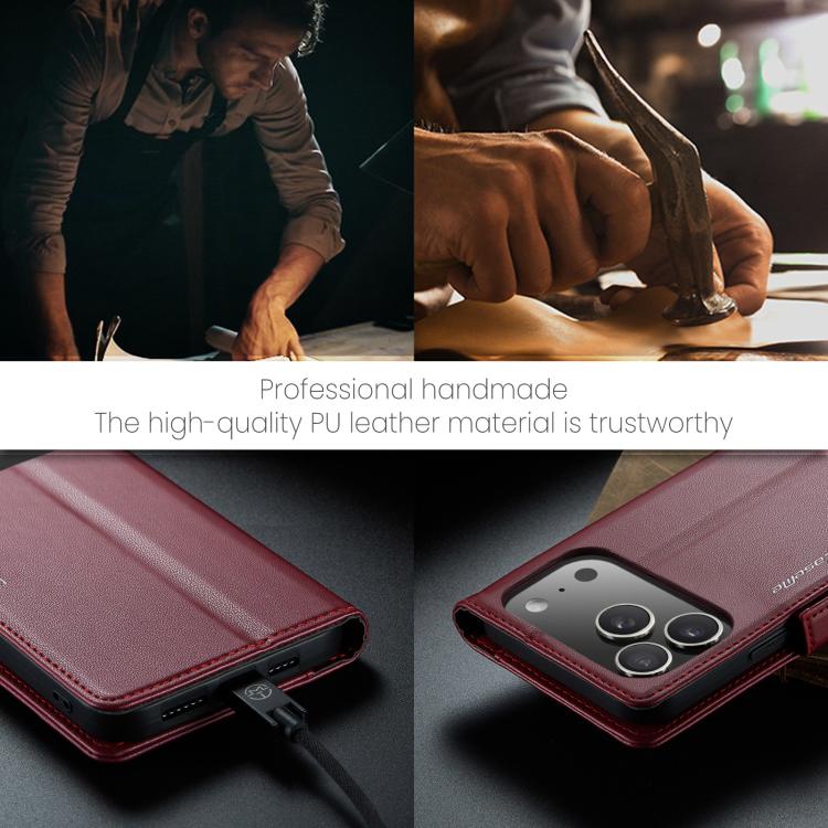 For iPhone 17 Pro Max CaseMe 023 Butterfly Buckle Litchi Texture RFID Anti-theft Leather Phone Case