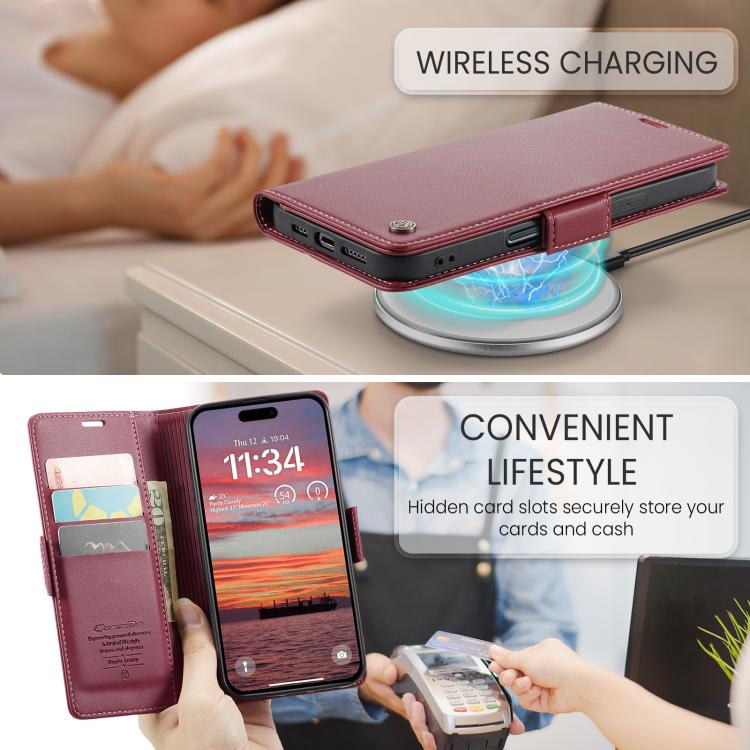For iPhone 17 Pro Max CaseMe 023 Butterfly Buckle Litchi Texture RFID Anti-theft Leather Phone Case