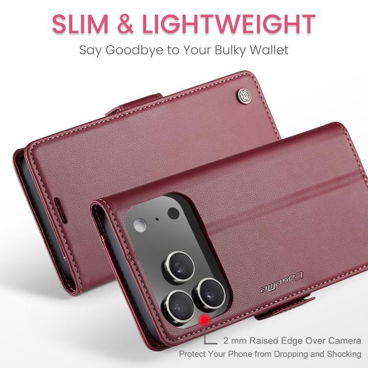 For iPhone 17 Pro Max CaseMe 023 Butterfly Buckle Litchi Texture RFID Anti-theft Leather Phone Case