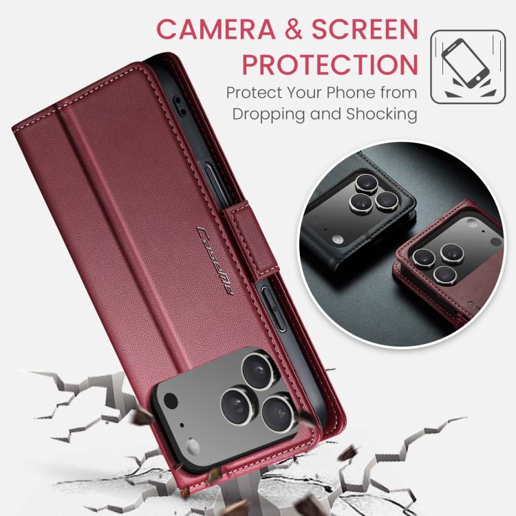 For iPhone 17 Pro Max CaseMe 023 Butterfly Buckle Litchi Texture RFID Anti-theft Leather Phone Case