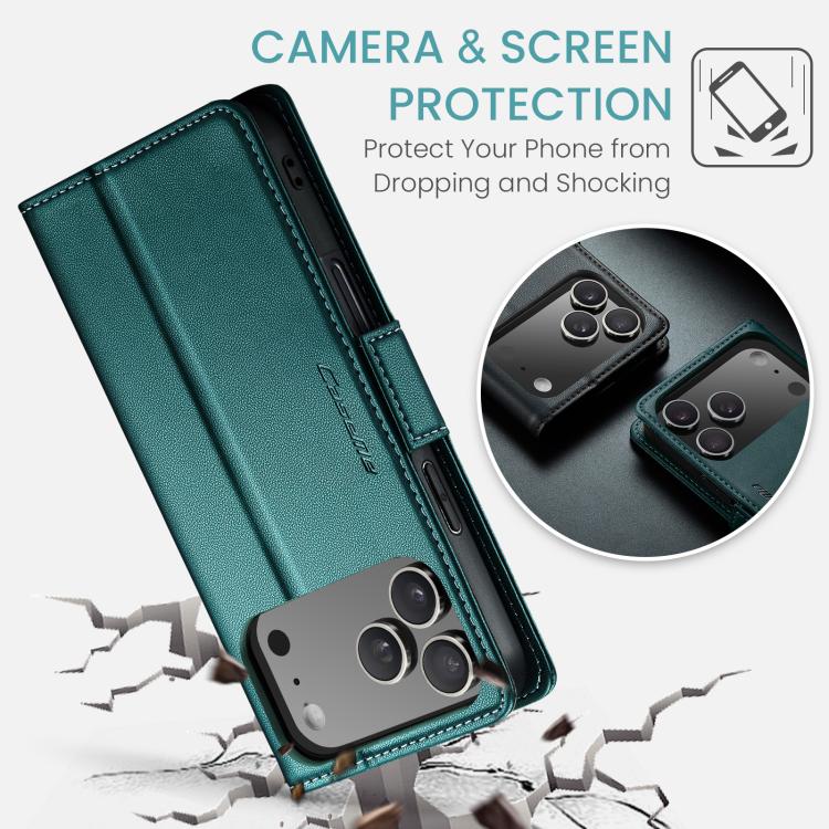 For iPhone 17 Pro Max CaseMe 023 Butterfly Buckle Litchi Texture RFID Anti-theft Leather Phone Case
