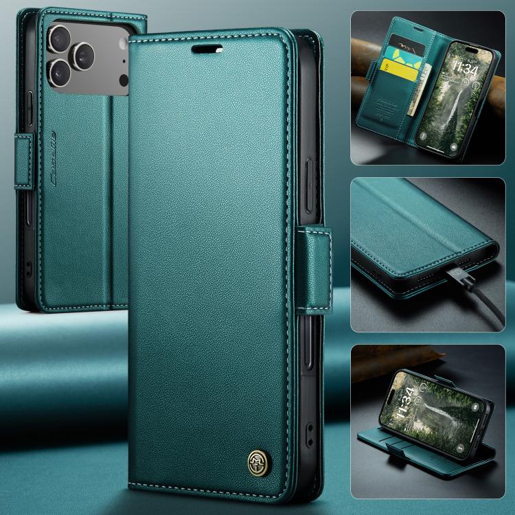 For iPhone 17 Pro Max CaseMe 023 Butterfly Buckle Litchi Texture RFID Anti-theft Leather Phone Case