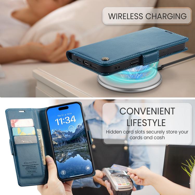 For iPhone 17 Pro Max CaseMe 023 Butterfly Buckle Litchi Texture RFID Anti-theft Leather Phone Case