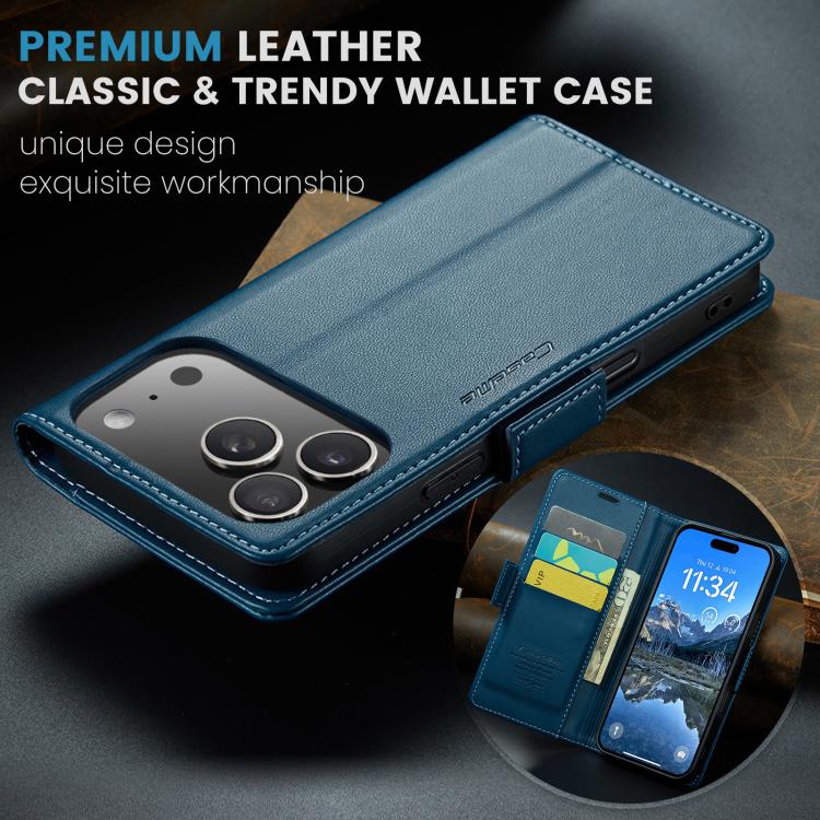 For iPhone 17 Pro Max CaseMe 023 Butterfly Buckle Litchi Texture RFID Anti-theft Leather Phone Case