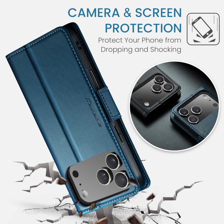 For iPhone 17 Pro Max CaseMe 023 Butterfly Buckle Litchi Texture RFID Anti-theft Leather Phone Case