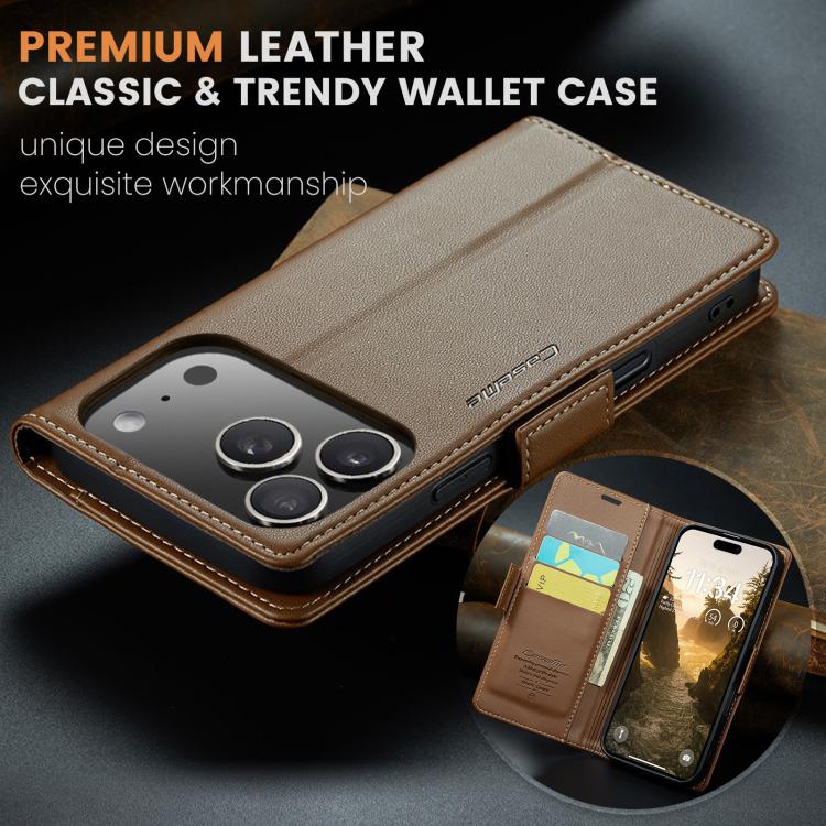 For iPhone 17 Pro Max CaseMe 023 Butterfly Buckle Litchi Texture RFID Anti-theft Leather Phone Case