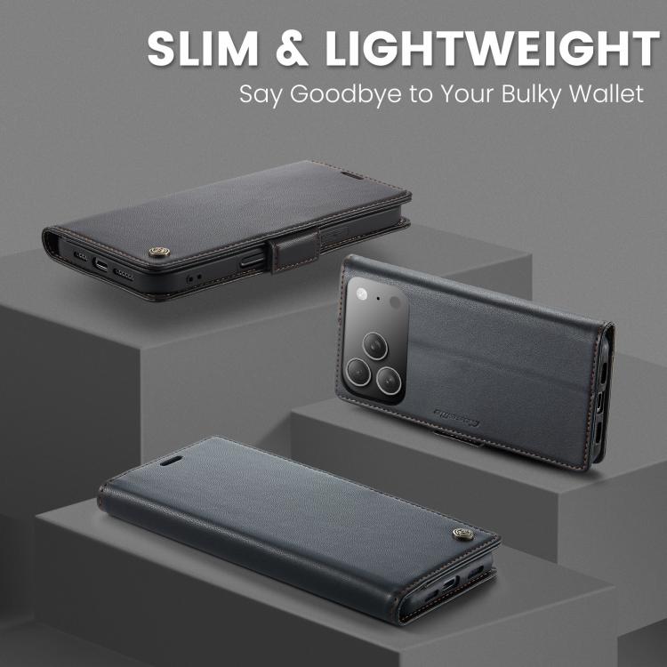 For iPhone 17 Pro Max CaseMe 023 Butterfly Buckle Litchi Texture RFID Anti-theft Leather Phone Case