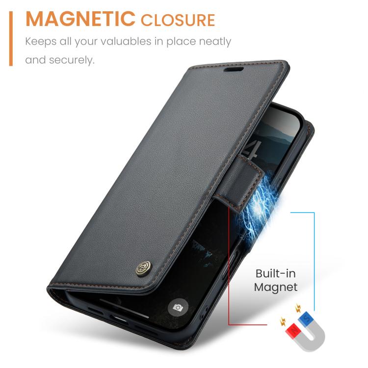 For iPhone 17 Pro Max CaseMe 023 Butterfly Buckle Litchi Texture RFID Anti-theft Leather Phone Case