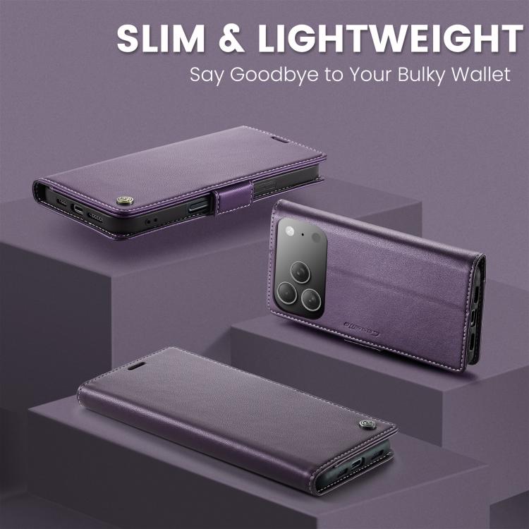For iPhone 17 Pro Max CaseMe 023 Butterfly Buckle Litchi Texture RFID Anti-theft Leather Phone Case