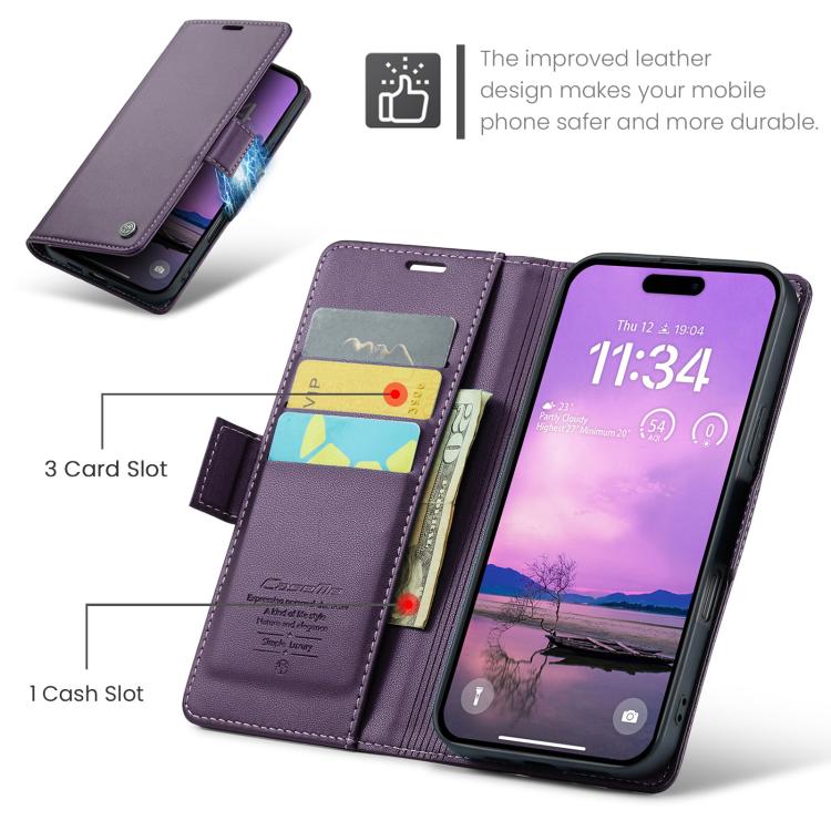 For iPhone Air CaseMe 023 Butterfly Buckle Litchi Texture RFID Anti-theft Leather Phone Case