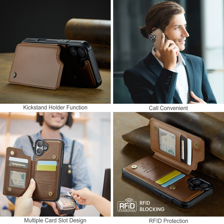 For iPhone 16 CaseMe C22 Card Slots Holder RFID Anti-theft Phone Case