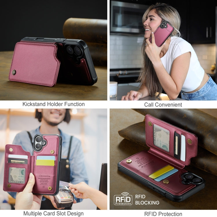 For iPhone 16 CaseMe C22 Card Slots Holder RFID Anti-theft Phone Case