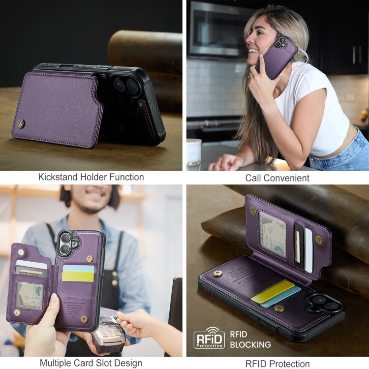 For iPhone 16 CaseMe C22 Card Slots Holder RFID Anti-theft Phone Case